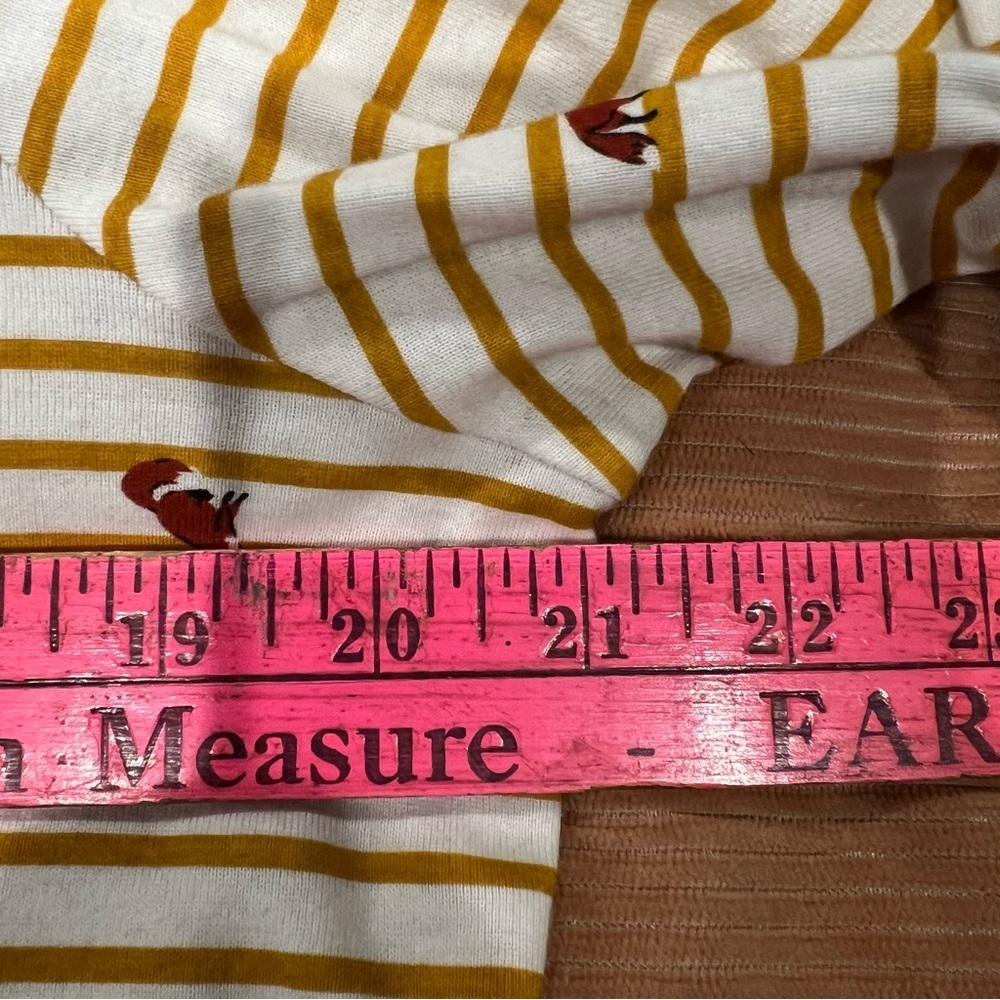 Yellow Stripe Fox T-Shirt Tee 2X Long Sleeve V Neck Top Shirt Croft & Barrow EUC - Picture 7 of 8
